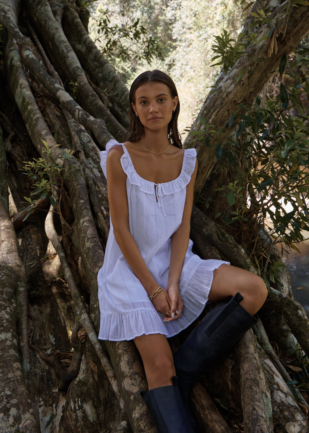 Womens Mini Dress Aquarius - White - AFENDS