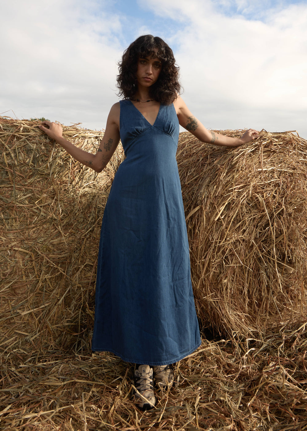 Womens Maxi Dress Palmer - Ink - AFENDS