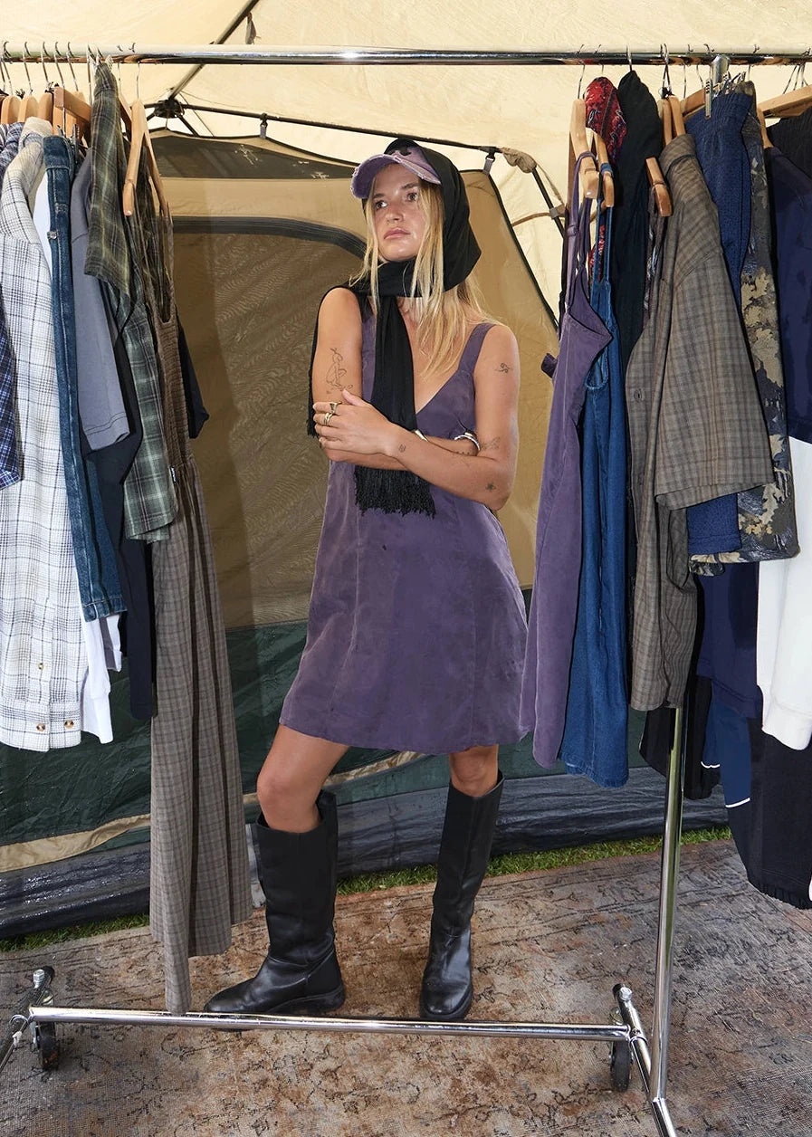 Womens Cupro Mini Dress Gerry - Aubergine - AFENDS