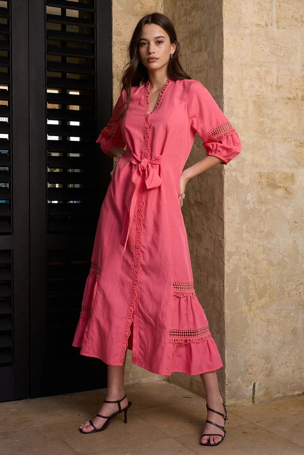 Shalini Midi Dress - Coral
