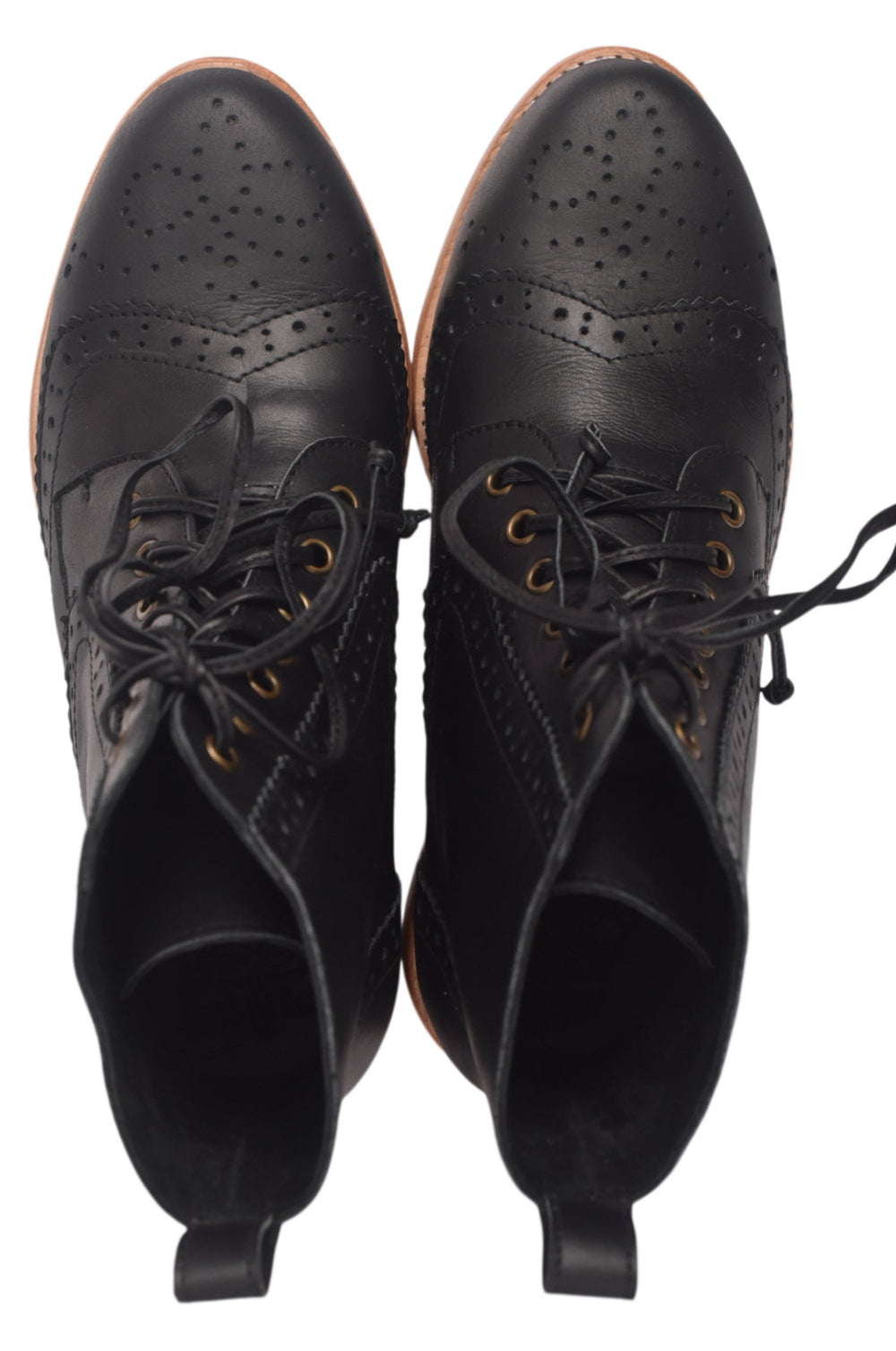 Womens Salstice Brogue Leather Boots - Black