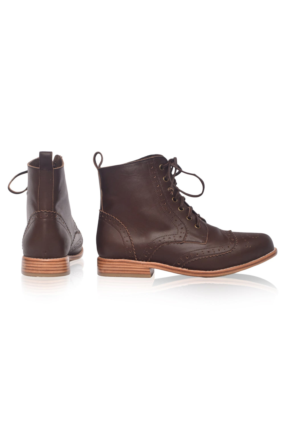Womens Salstice Brogue Leather Boots - Black