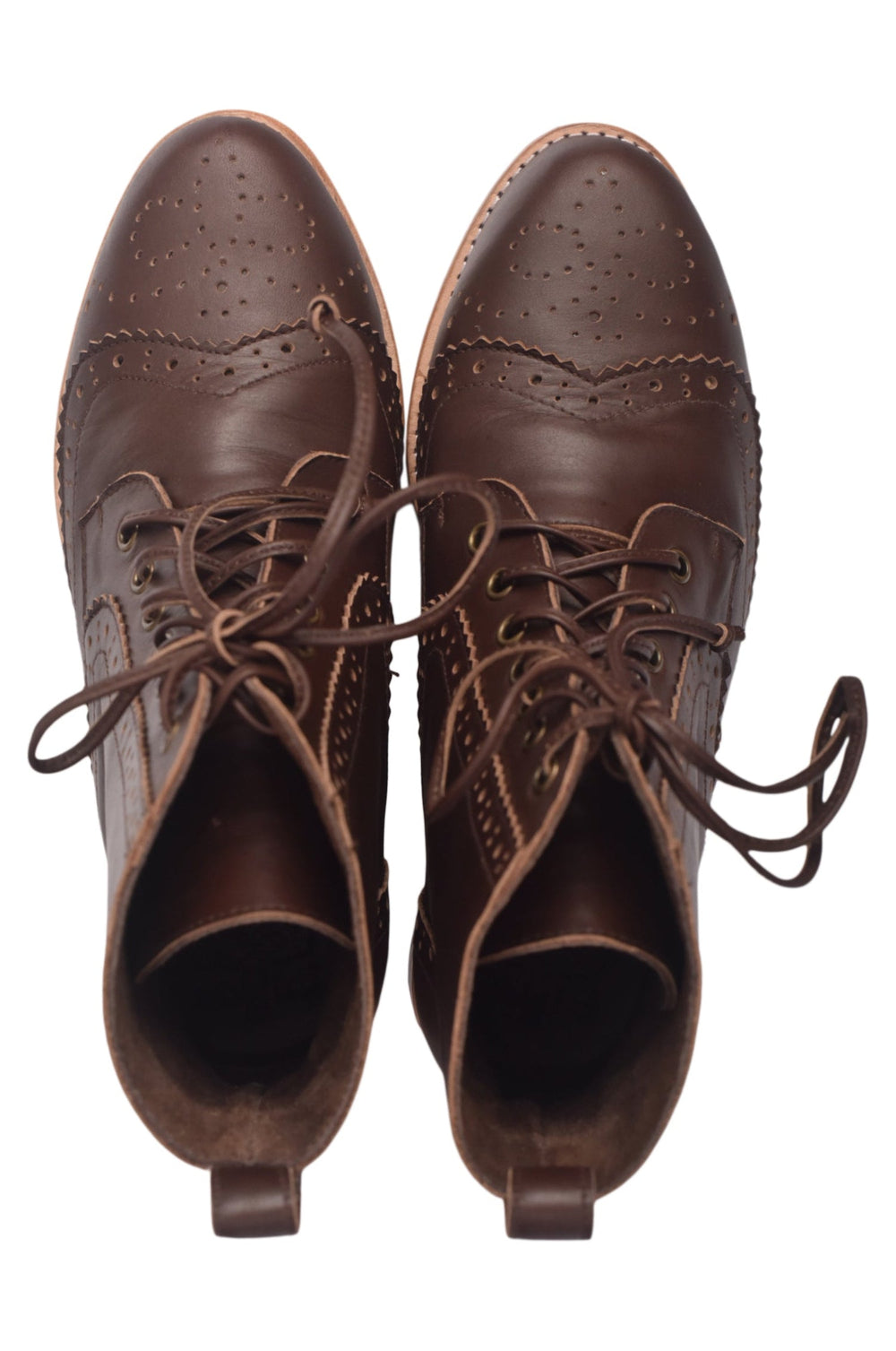 Womens Salstice Brogue Leather Boots - Black