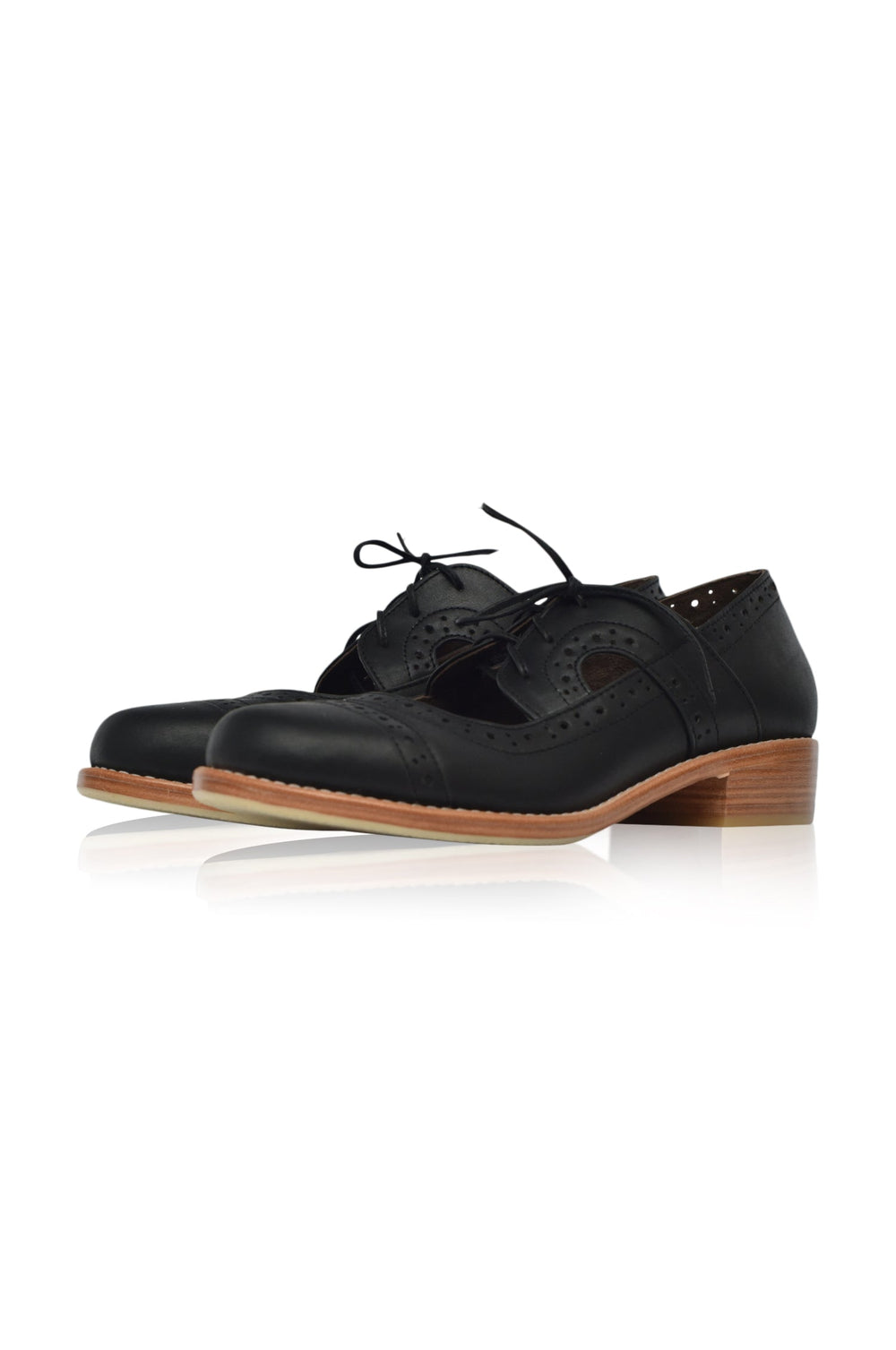 Womens Scandinavia Leather Oxfords - Black