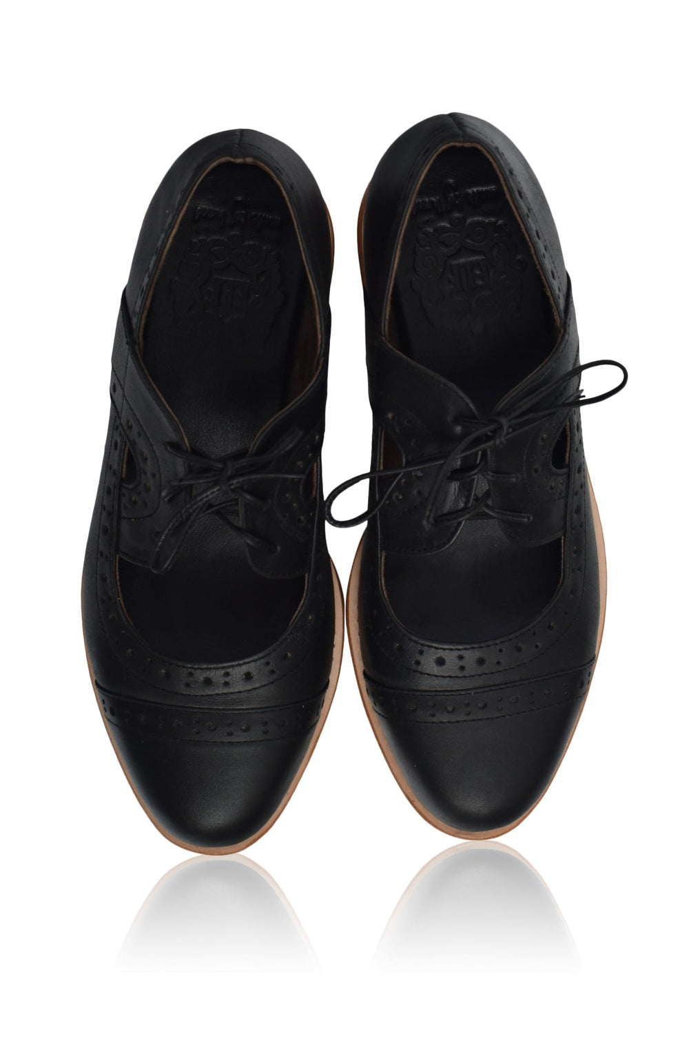 Womens Scandinavia Leather Oxfords - Black