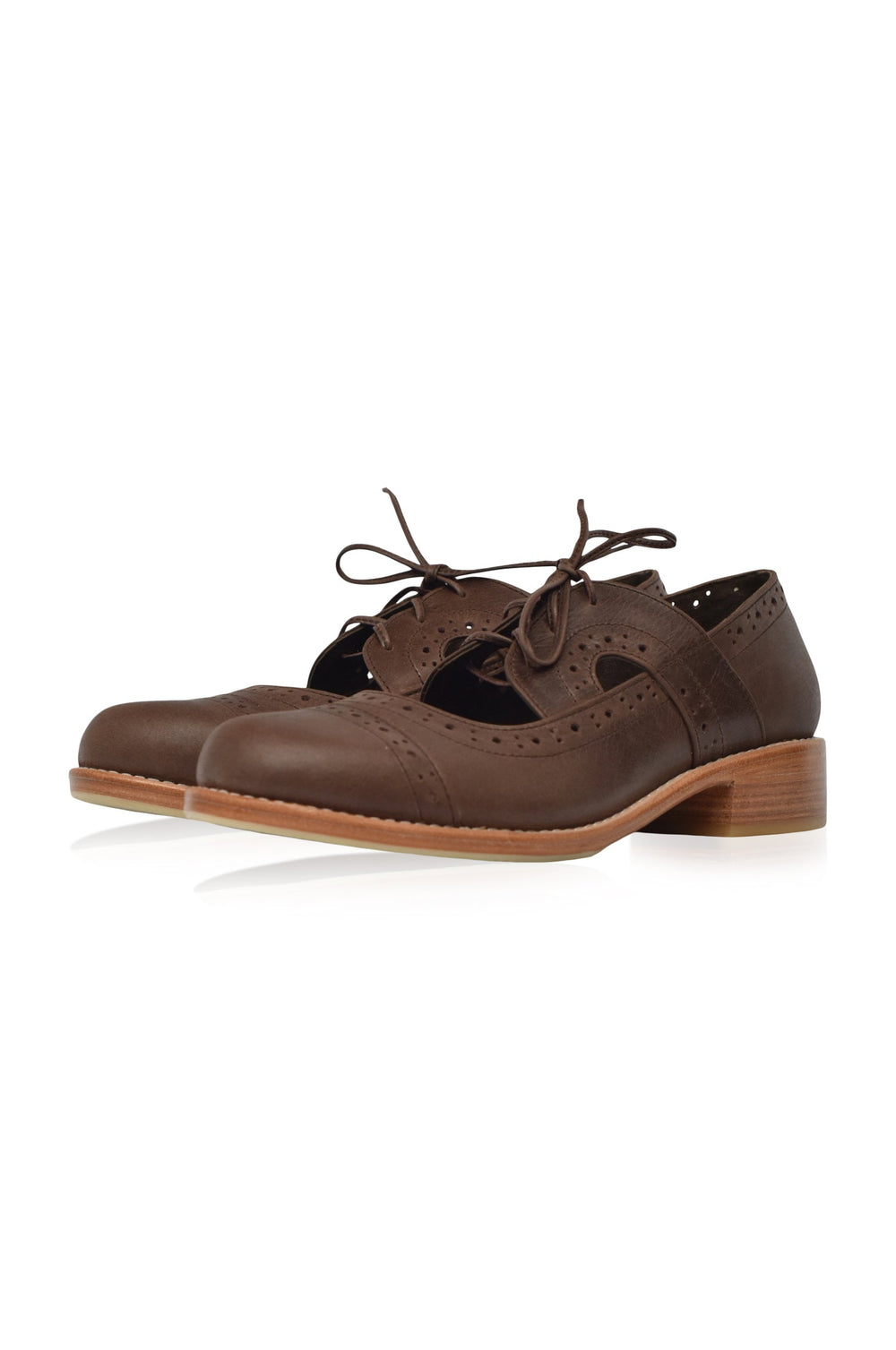 Womens Scandinavia Leather Oxfords - Dark Brown
