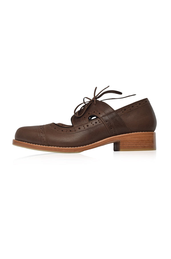 Womens Scandinavia Leather Oxfords - Dark Brown