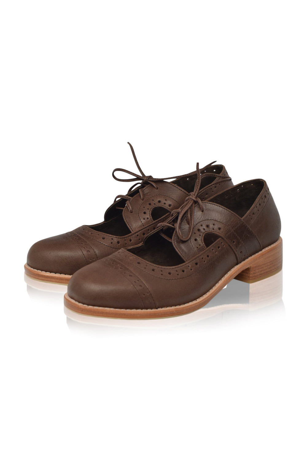 Womens Scandinavia Leather Oxfords - Dark Brown