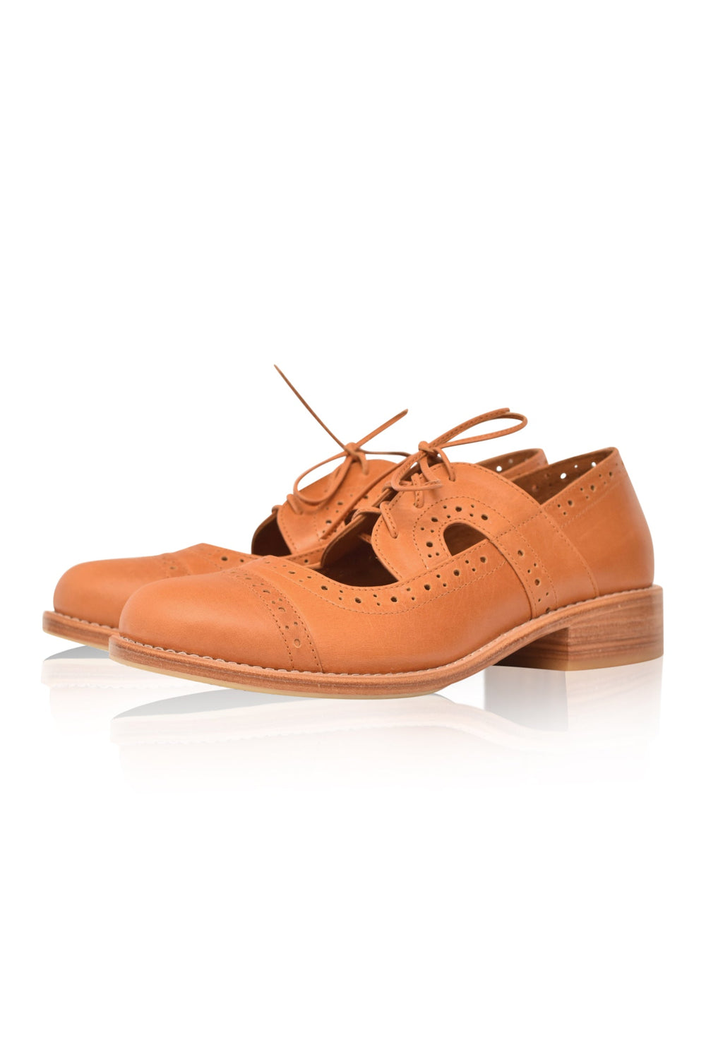 Womens Scandinavia Leather Oxfords - Dark Tan