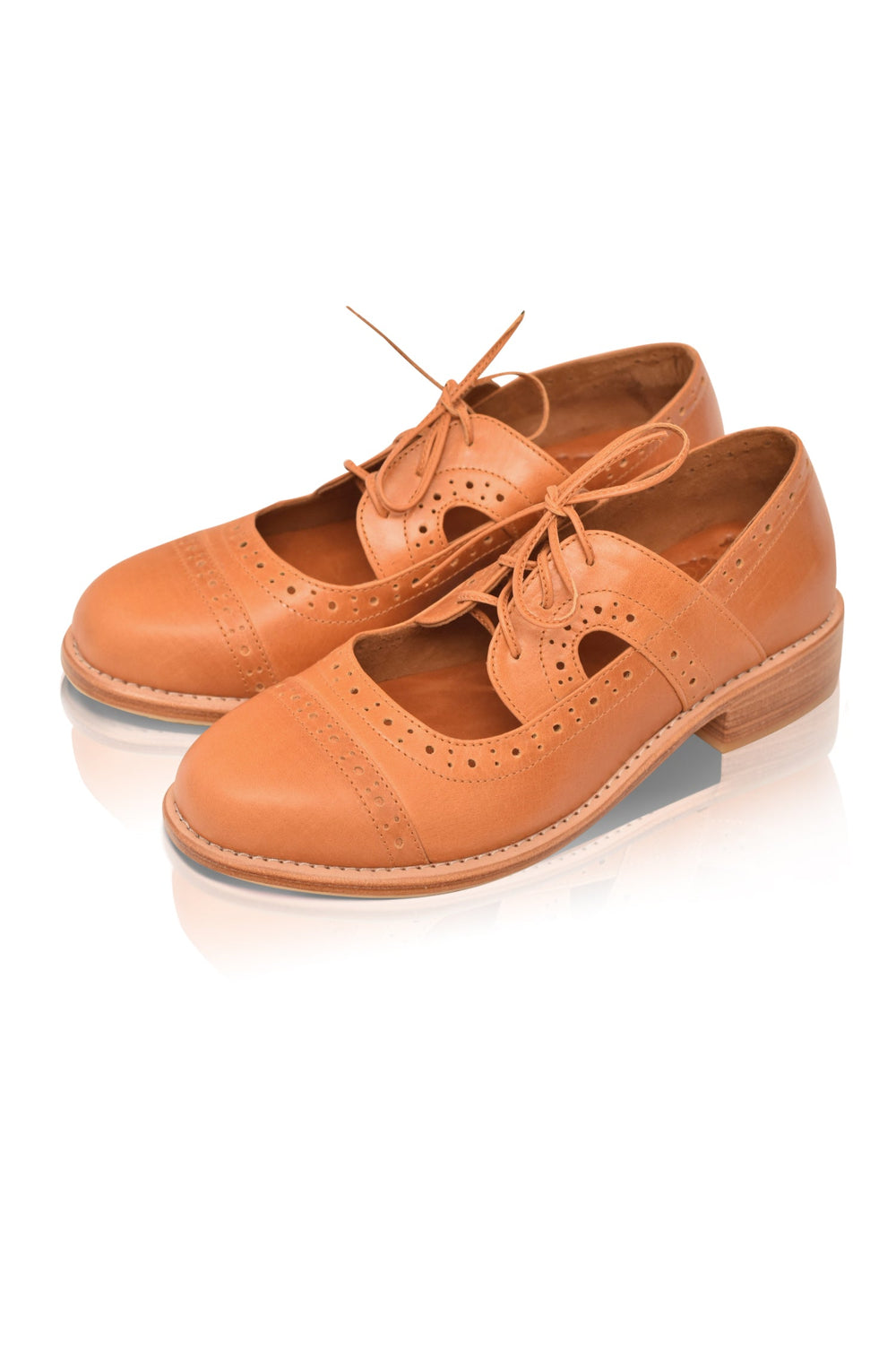 Womens Scandinavia Leather Oxfords - Dark Tan