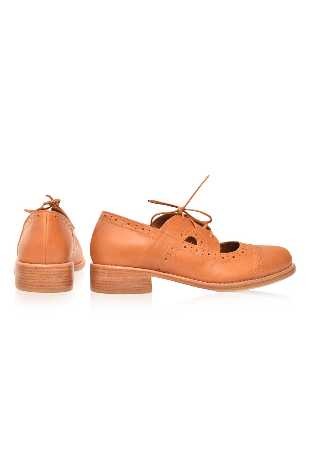 Womens Scandinavia Leather Oxfords - Dark Tan