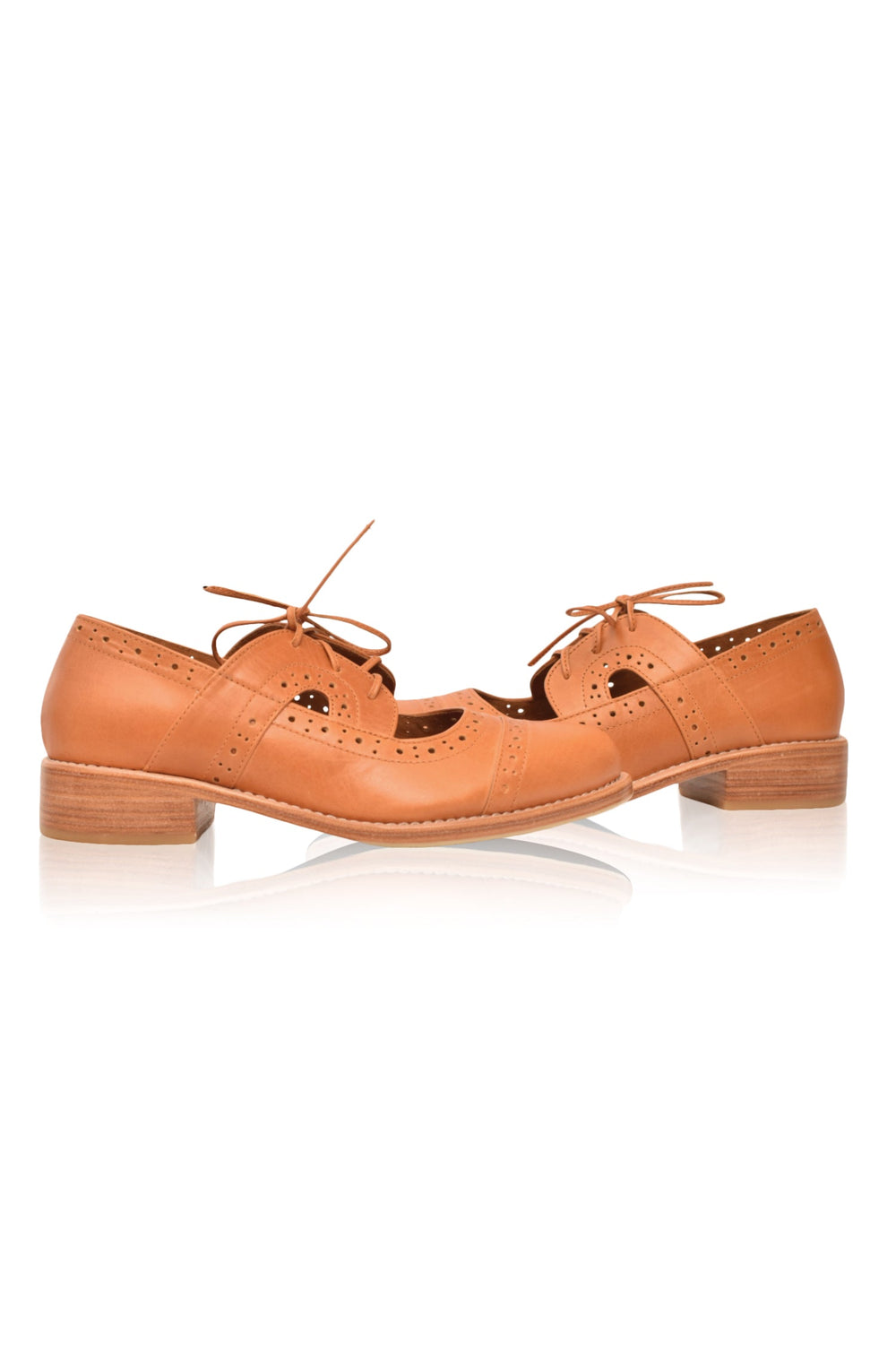 Womens Scandinavia Leather Oxfords - Dark Tan