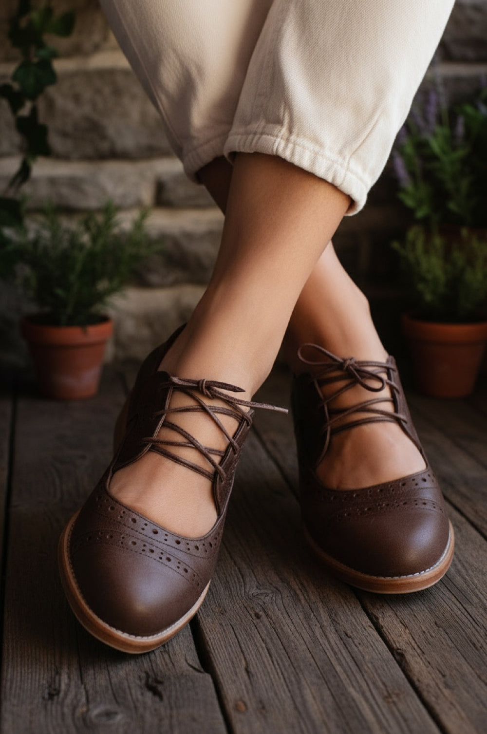 Womens Scandinavia Leather Oxfords - Dark Brown