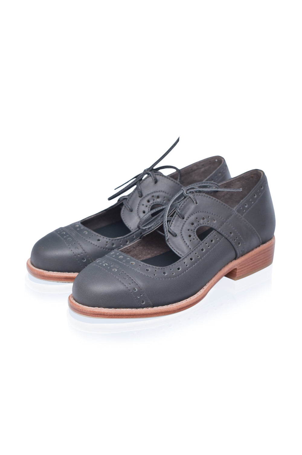 Womens Scandinavia Leather Oxfords - Dark Brown