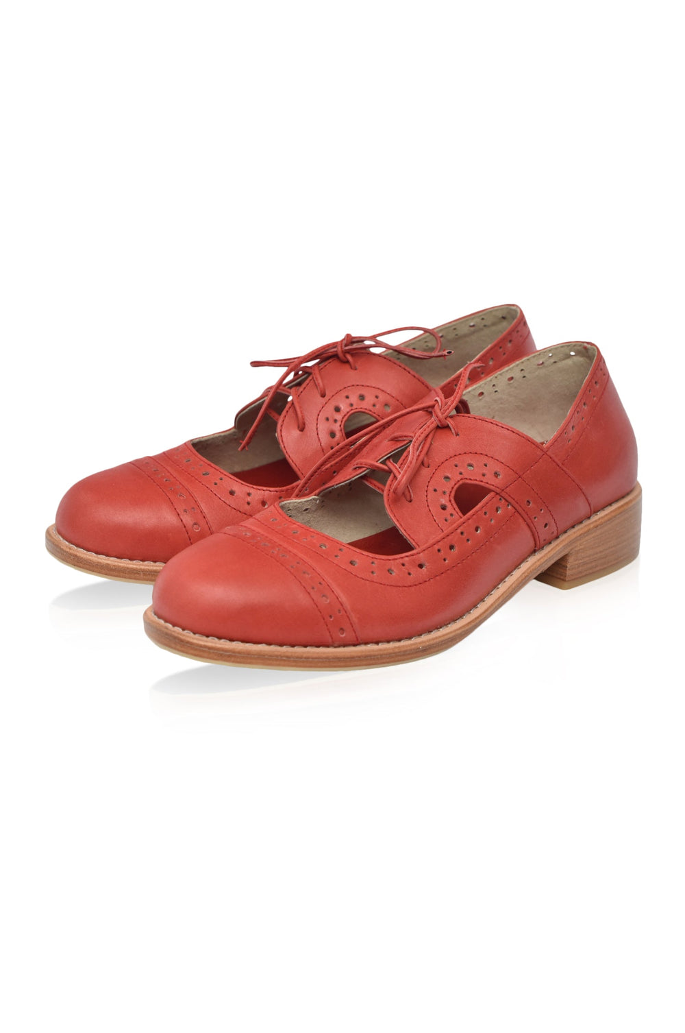 Womens Scandinavia Leather Oxfords - Dark Tan