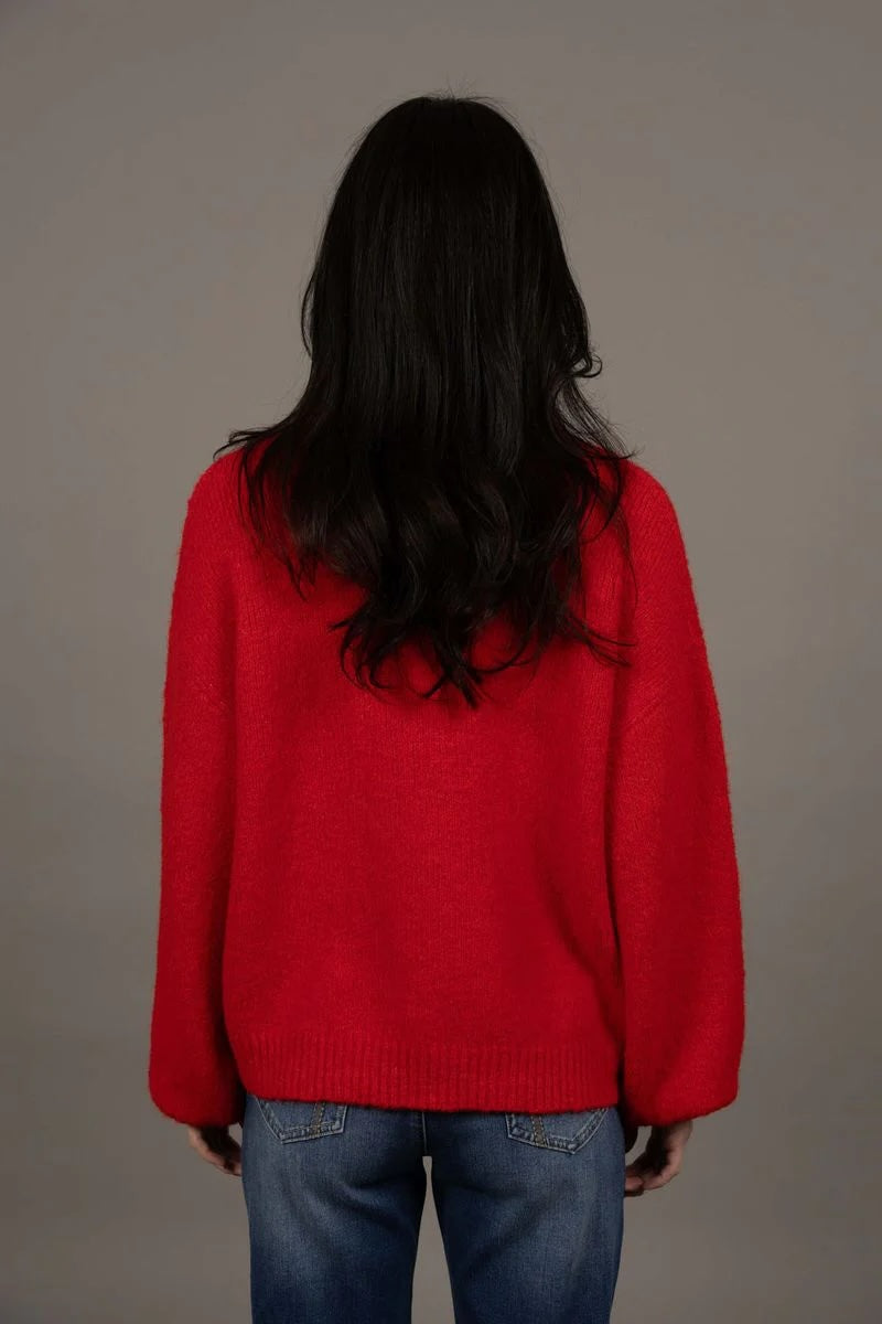 Nouveau V-Neck Jumper – Scarlet