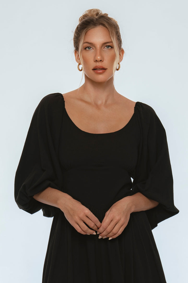 Genevieve Puff Sleeve Midi Dress