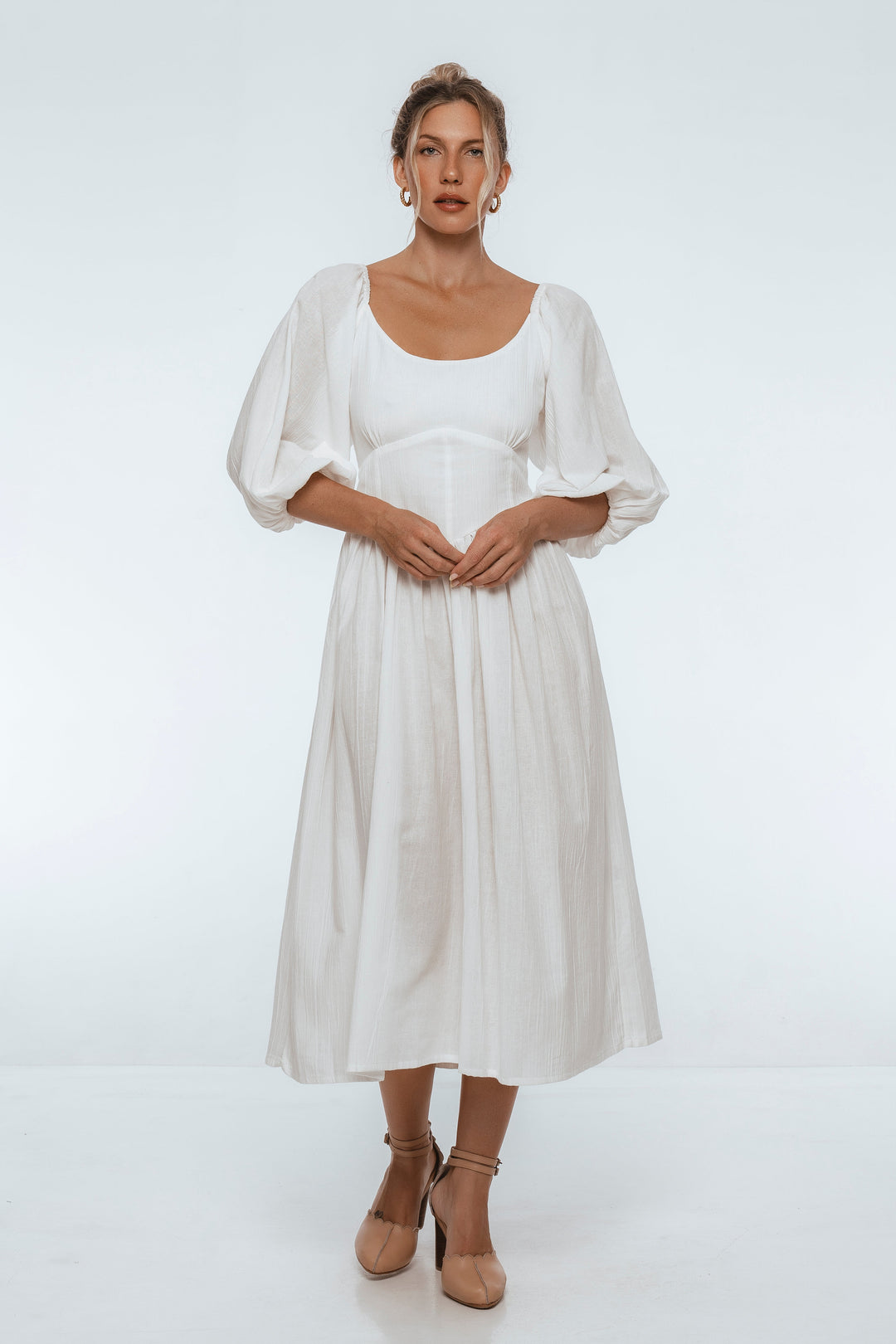 Genevieve Puff Sleeve Midi Dress