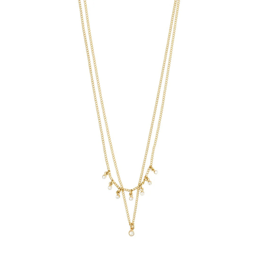 Sia Crystal Chain Necklace 2-in-1 – Gold