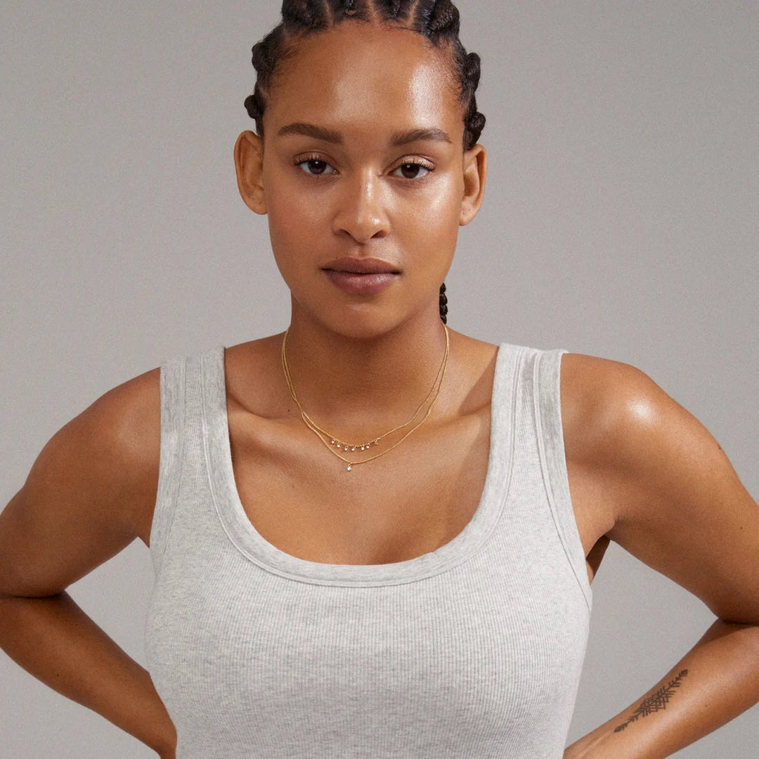 Sia Crystal Chain Necklace 2-in-1 – Gold