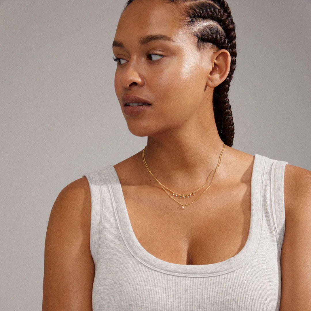 Sia Crystal Chain Necklace 2-in-1 – Gold