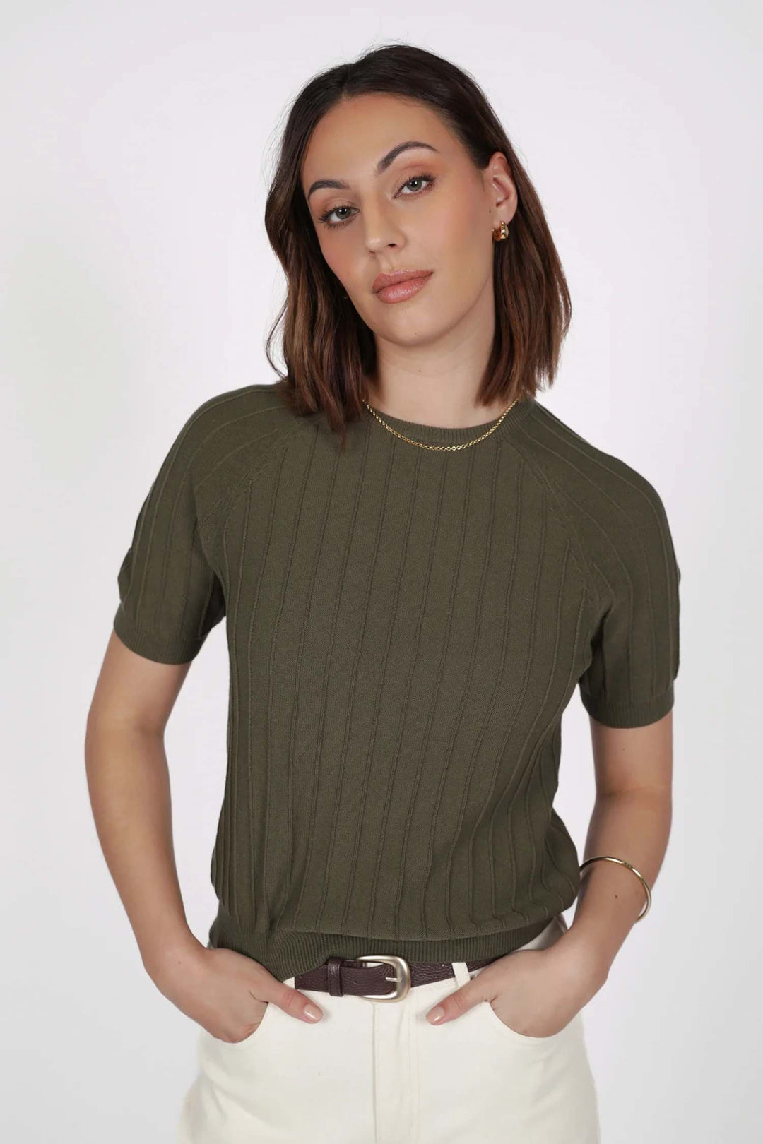 Soleil Knit Tee – Olive