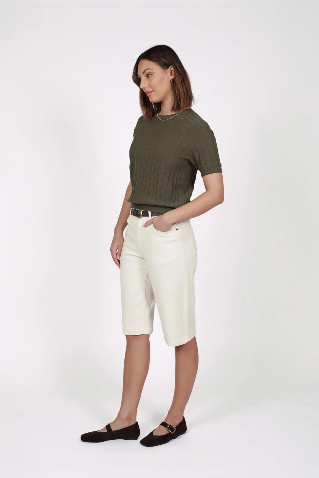 Soleil Knit Tee – Olive