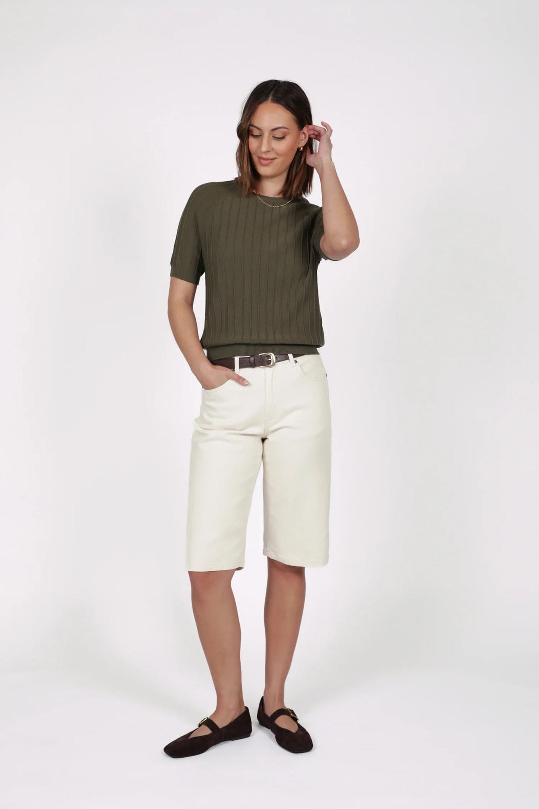 Soleil Knit Tee – Olive