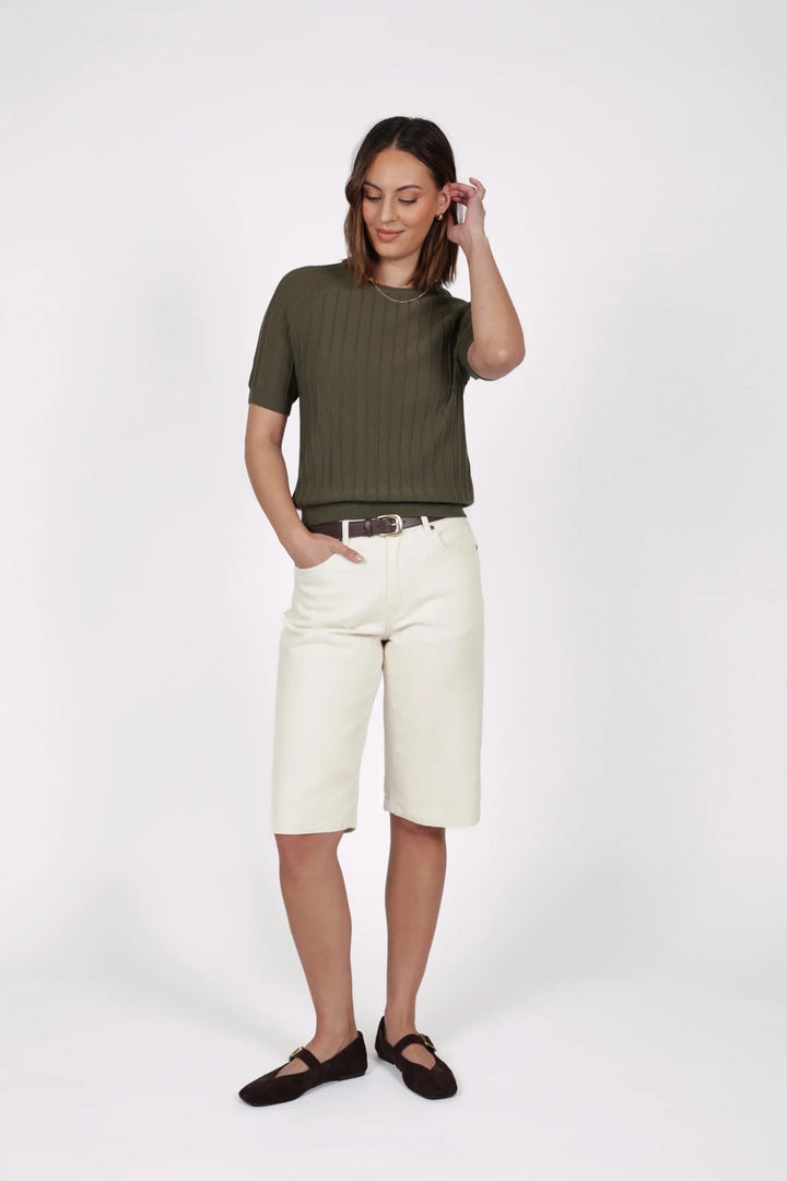 Soleil Knit Tee – Olive