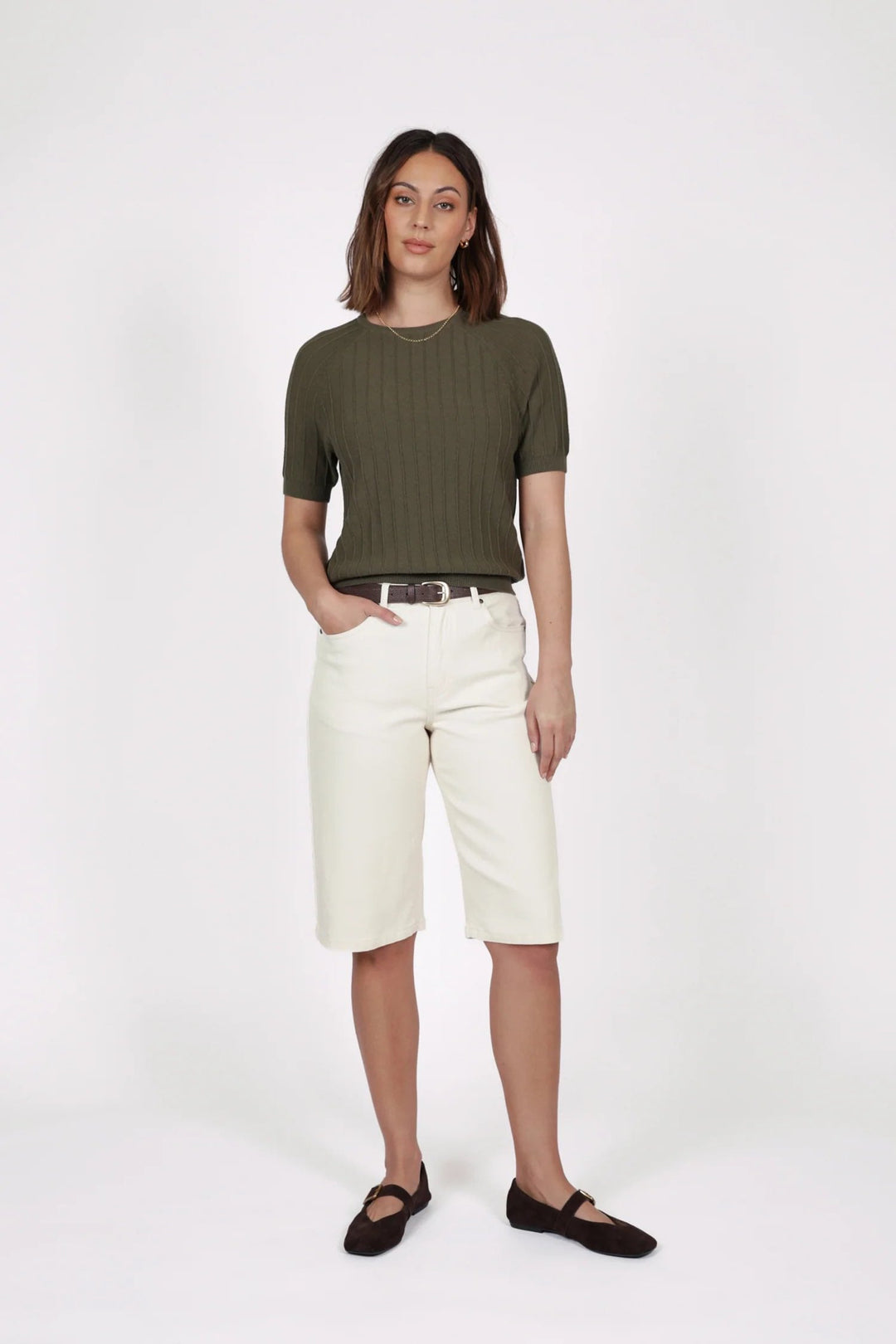 Soleil Knit Tee – Olive