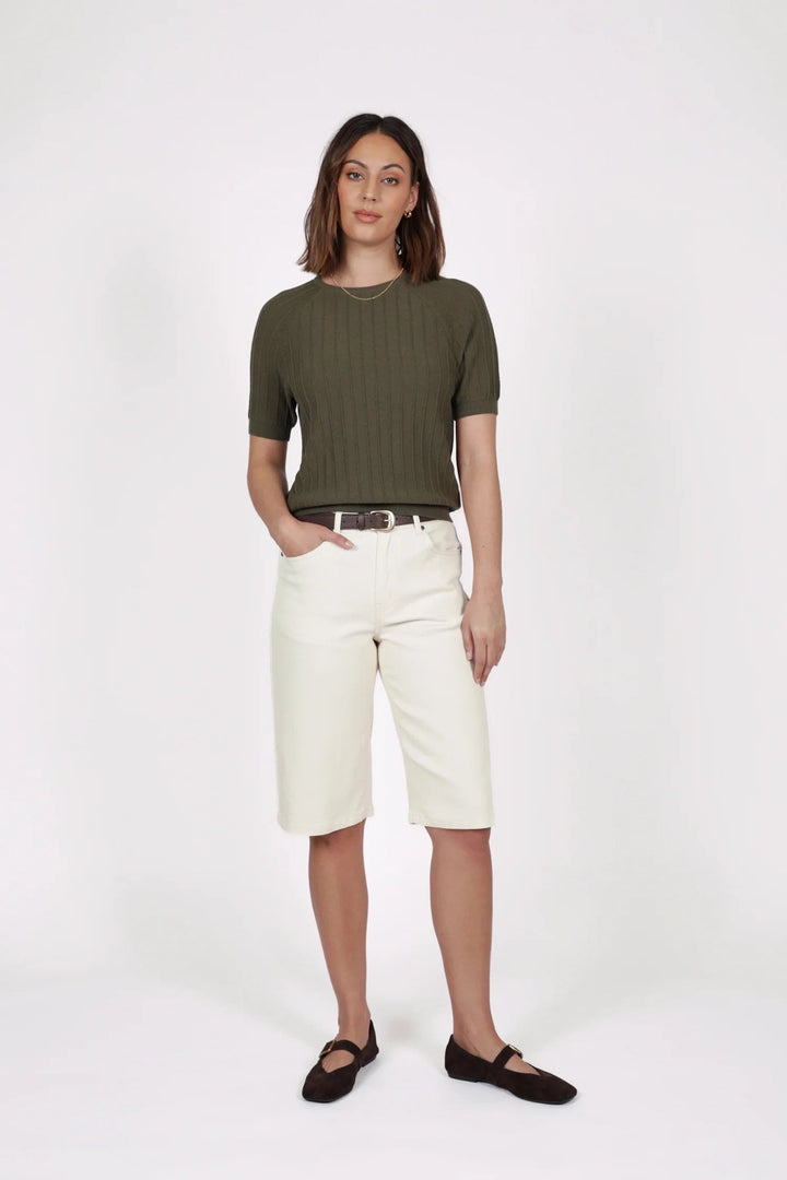 Soleil Knit Tee – Olive