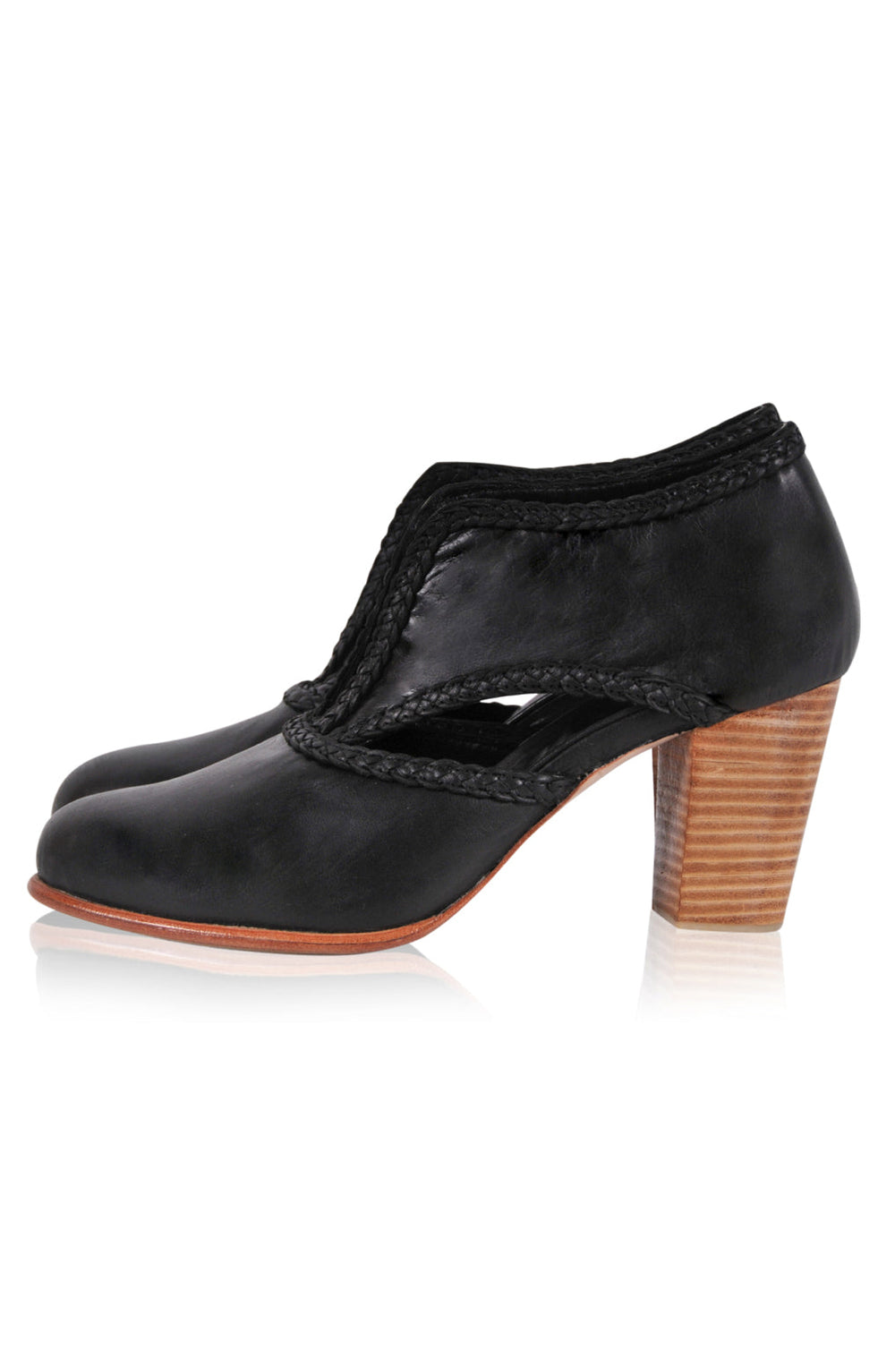 Womens Spirit Walker Leather Heel Booties - Black