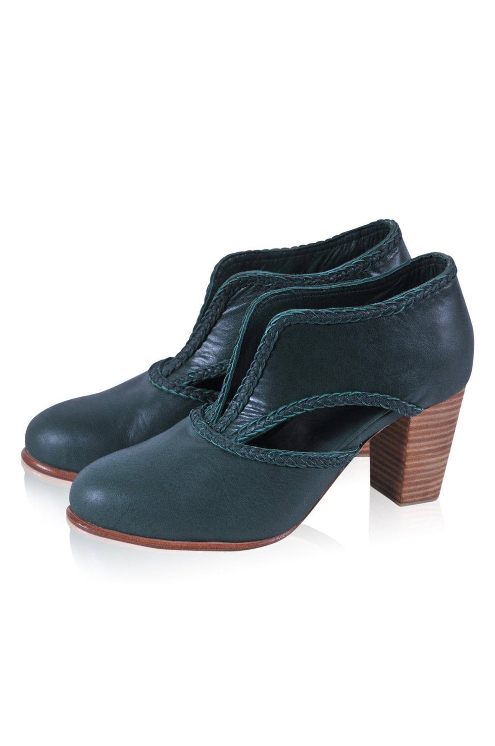 Womens Spirit Walker Leather Heel Booties - Emerald