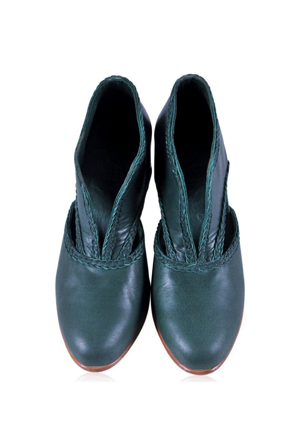 Womens Spirit Walker Leather Heel Booties - Emerald