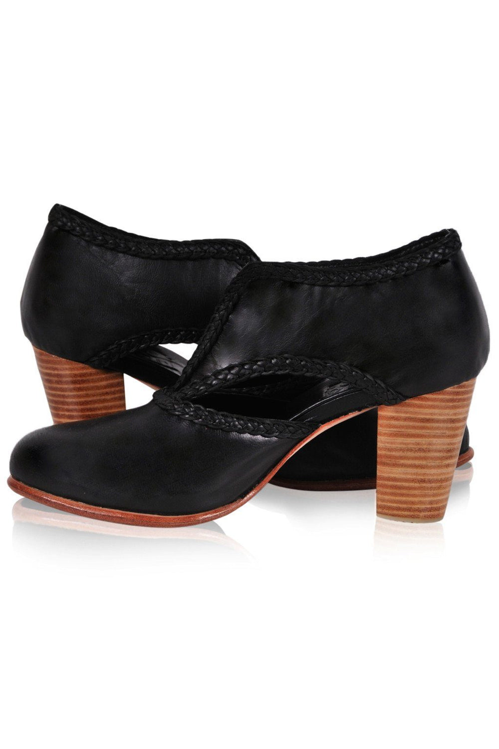 Womens Spirit Walker Leather Heel Booties - Black
