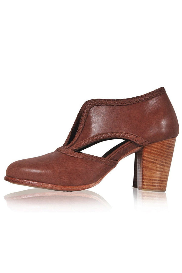 Womens Spirit Walker Leather Heel Booties - Vintage Brown