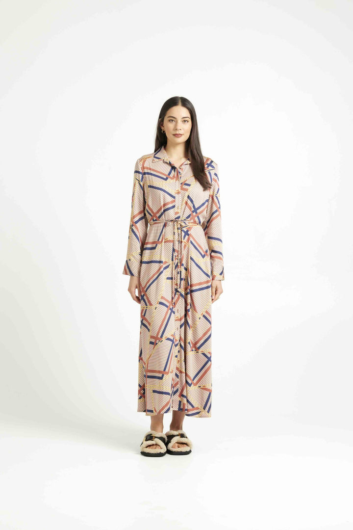 Nicola Herringbone Print Dress