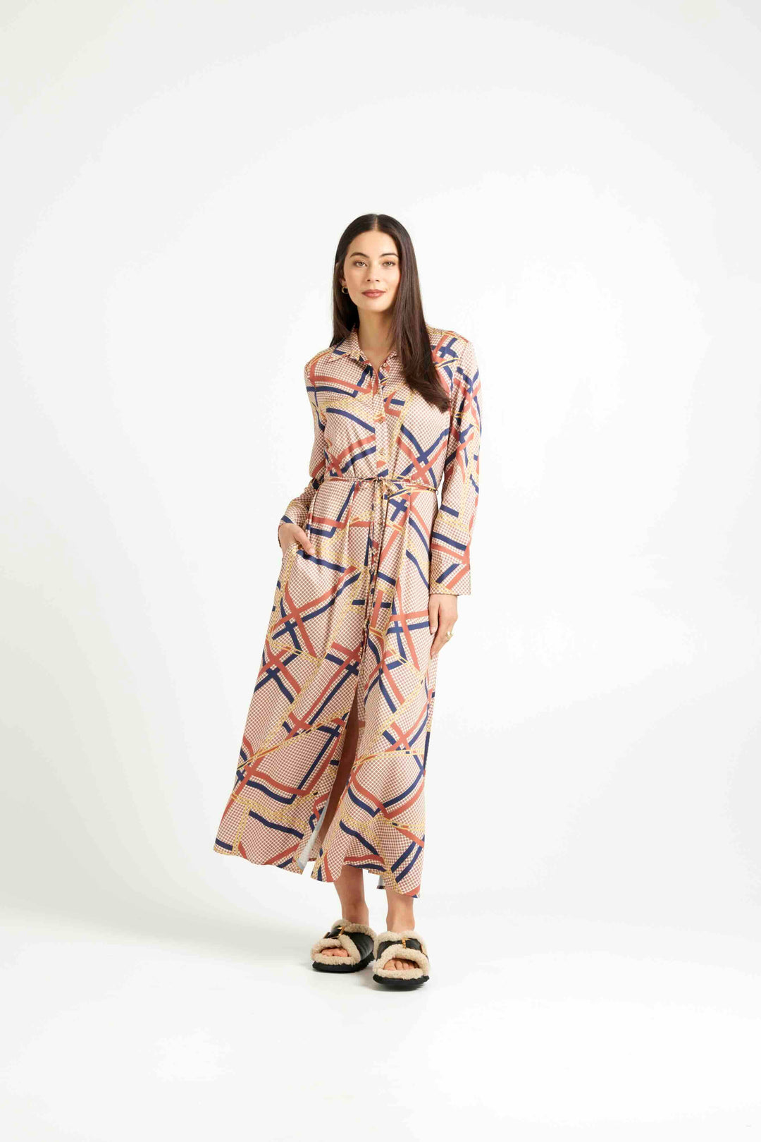 Nicola Herringbone Print Dress