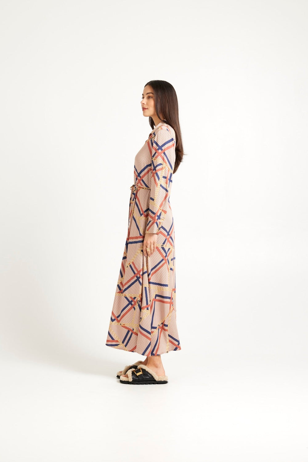 Nicola Dress - Herringbone Print