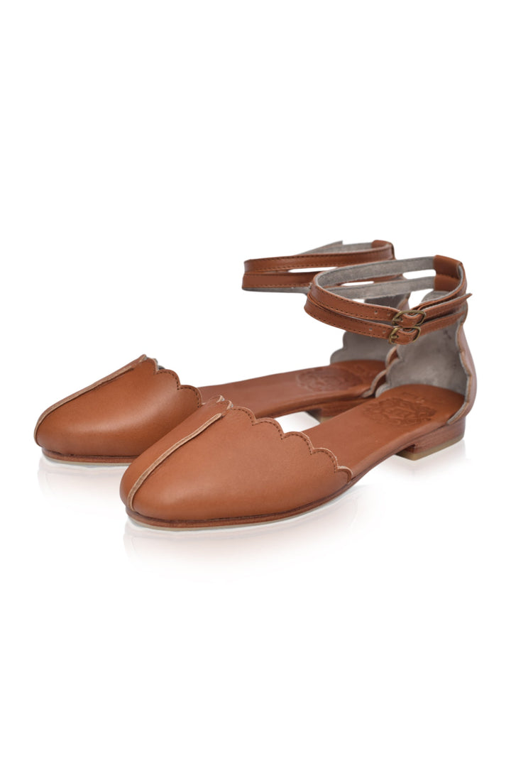 Venus Scalloped Almond Toe Flats