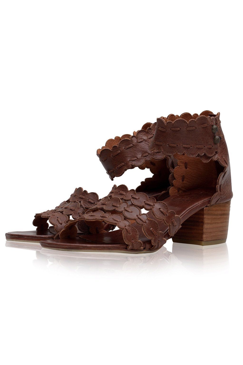 Seaside Block Heel Leather Sandals