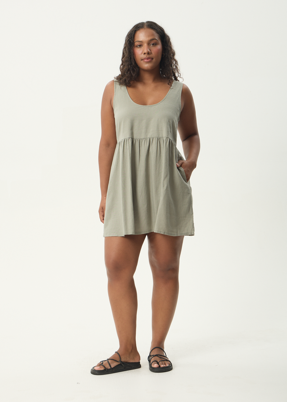 Womens Mini Dress Jesse - Olive - AFENDS