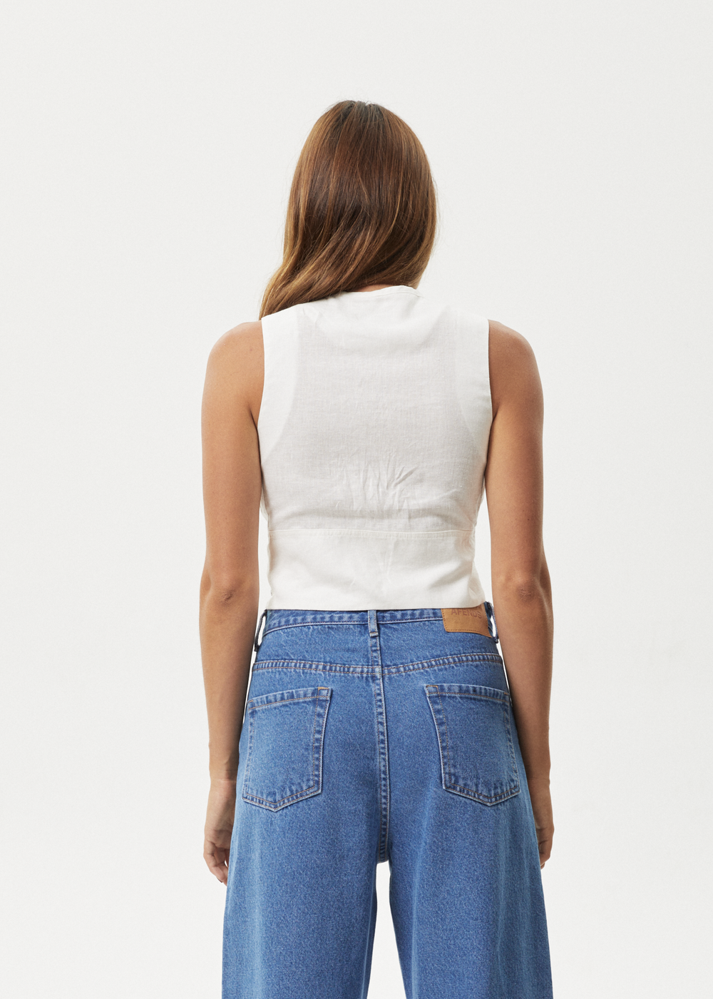 Womens Button Up Top Lilo - Natural - AFENDS