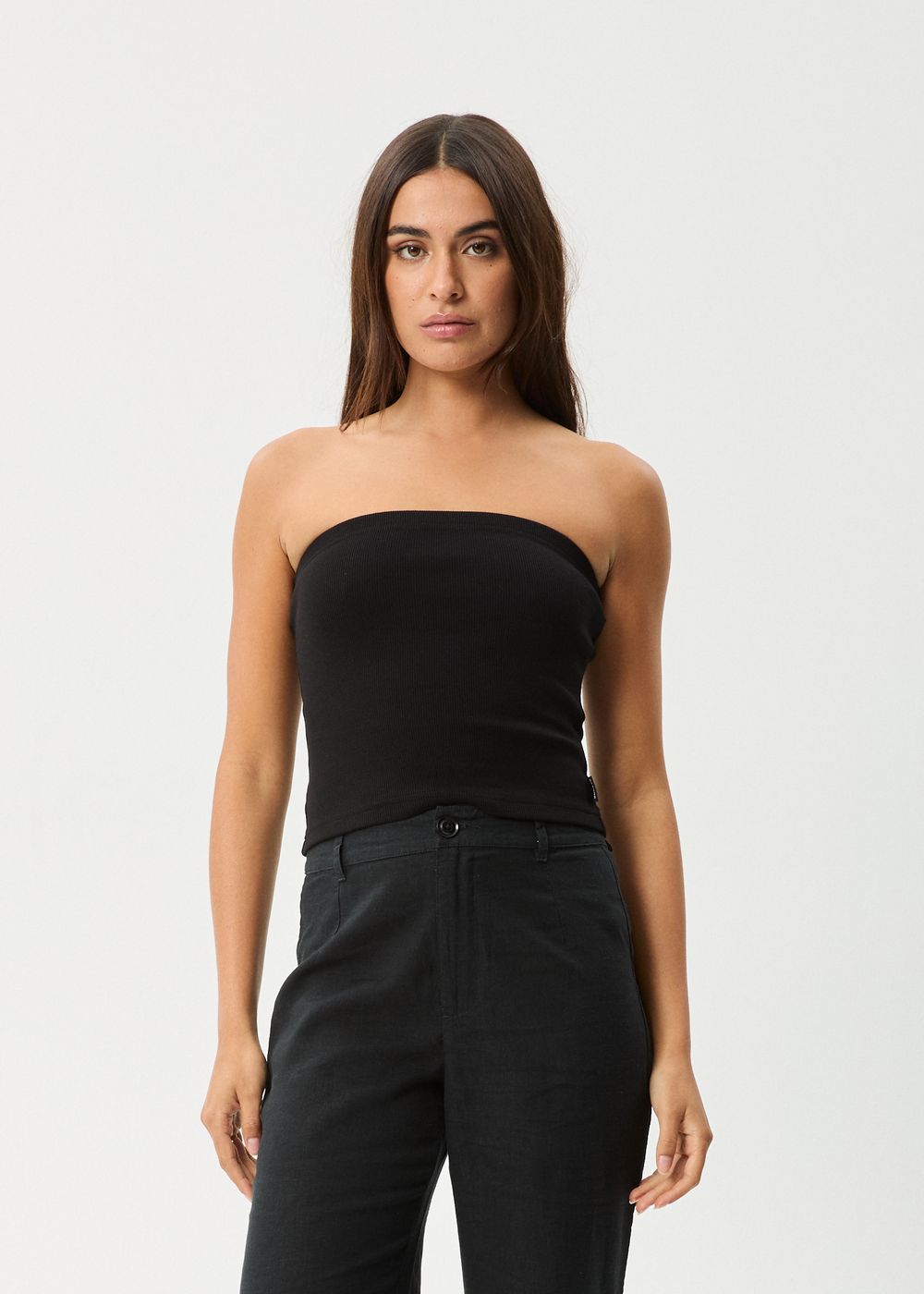 Womens Rib Tube Top Jamie - Black - AFENDS