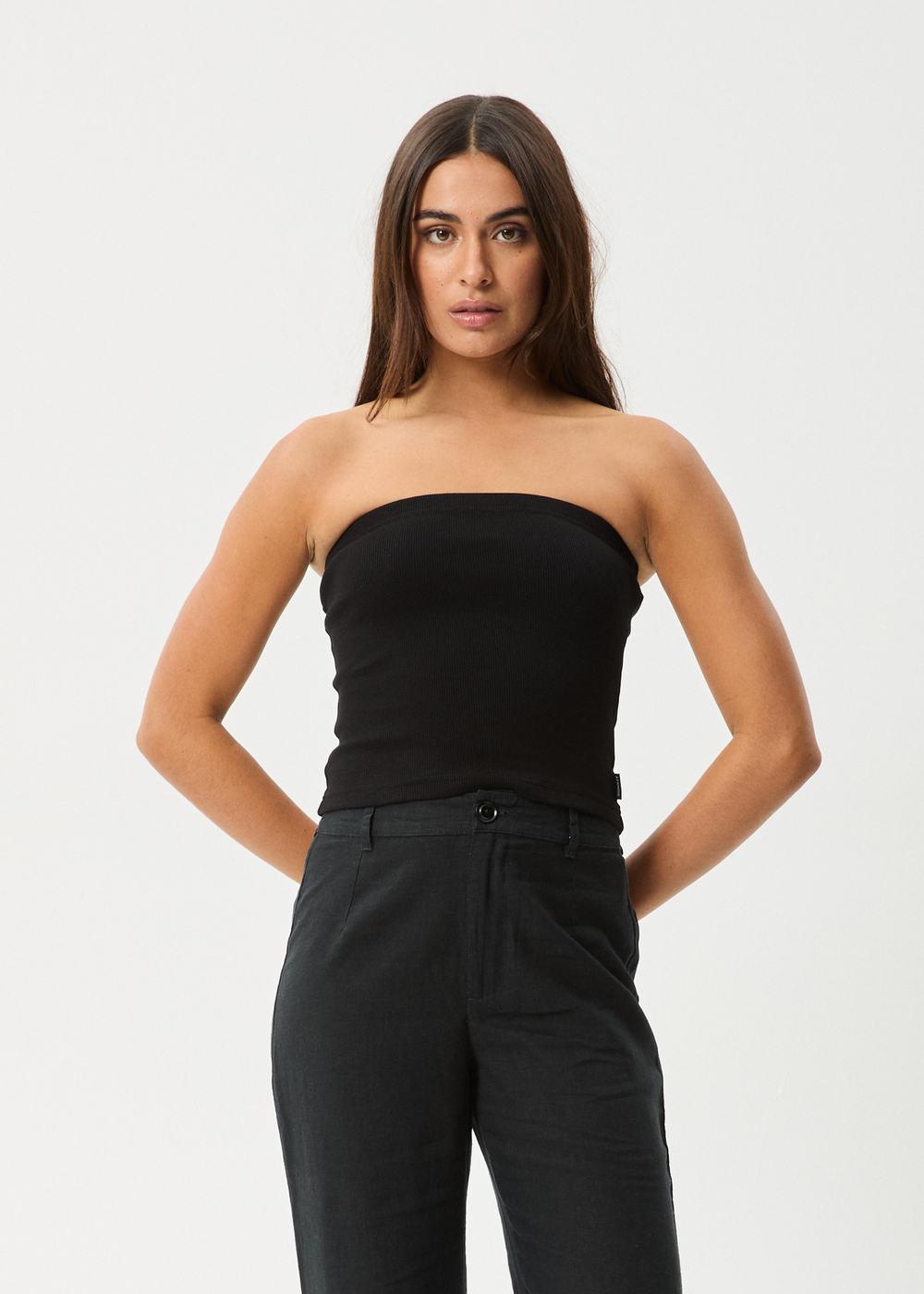 Womens Rib Tube Top Jamie - Black - AFENDS
