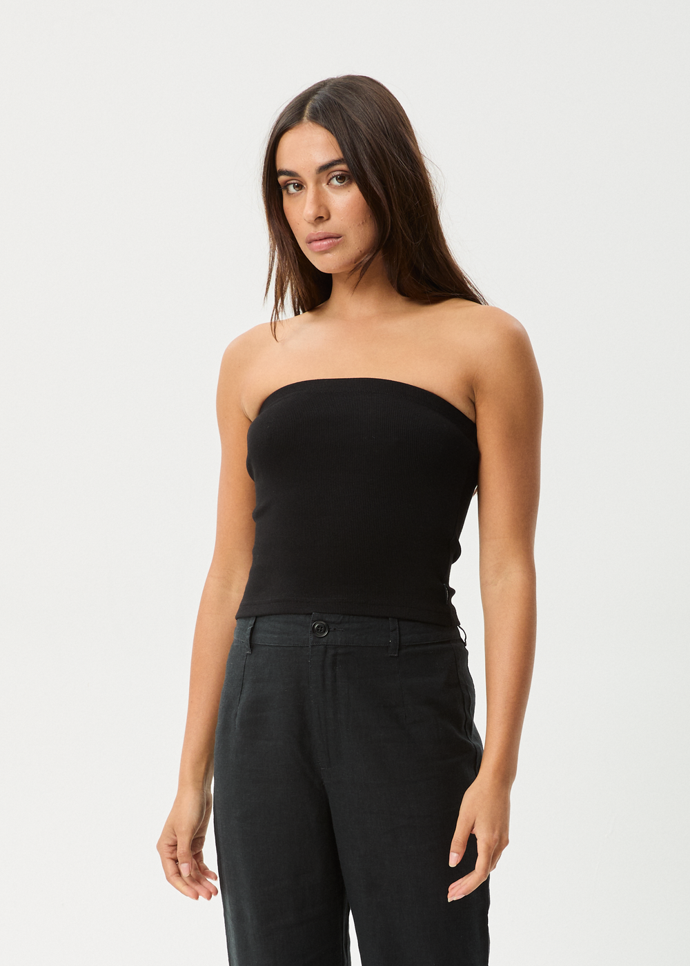 Womens Rib Tube Top Jamie - Black - AFENDS