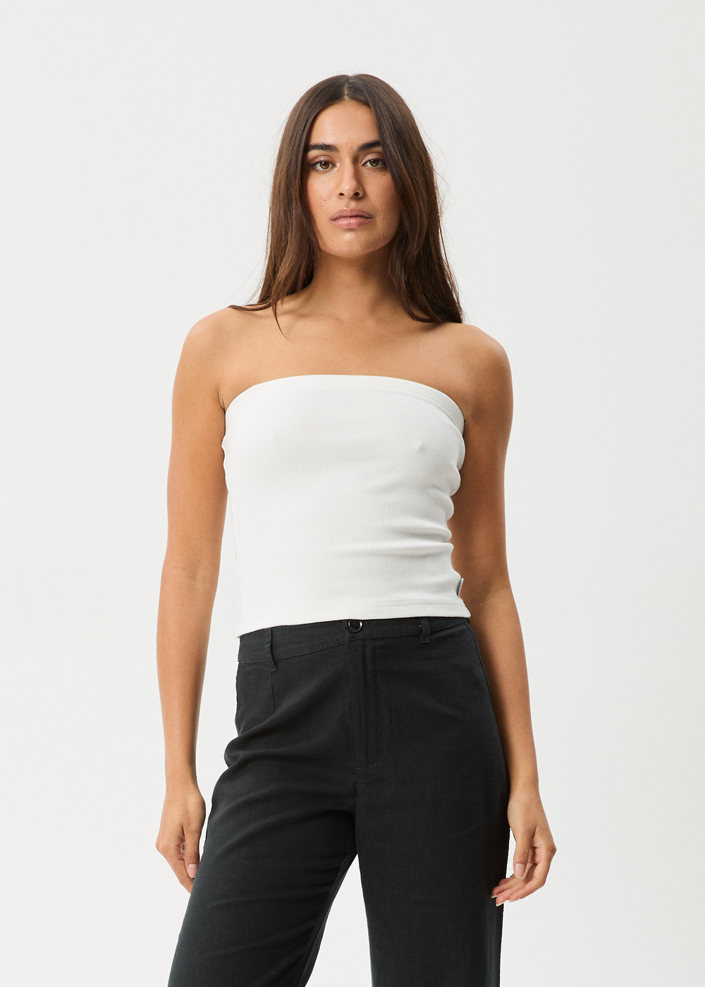 Womens Rib Tube Top Jamie - White - AFENDS