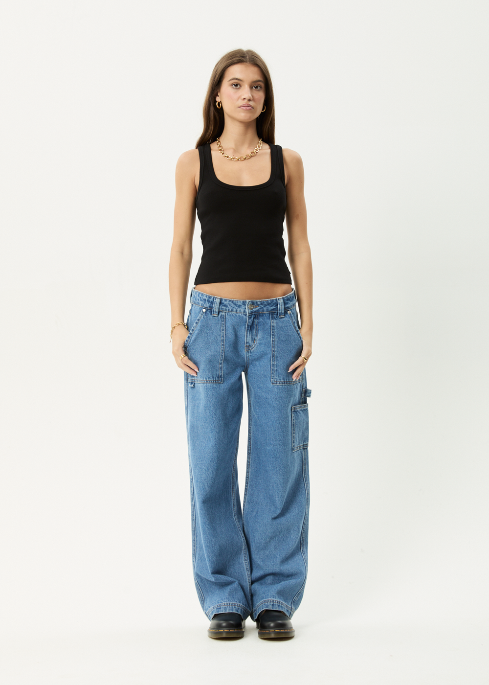 Womens Rib Singlet Layden - Black - AFENDS