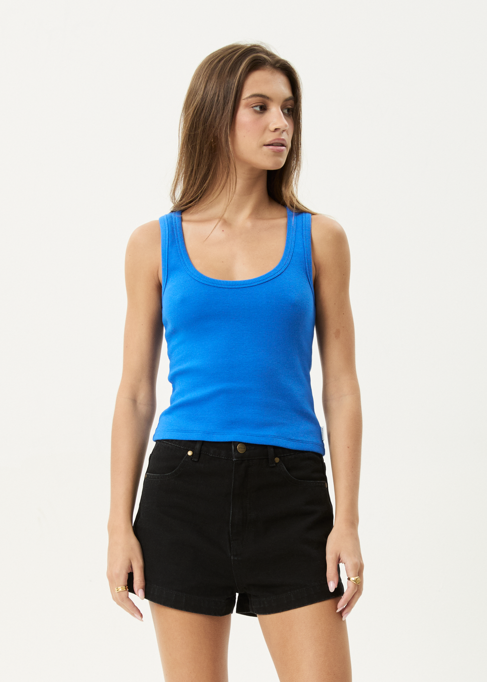 Womens Rib Singlet Layden - Marina - AFENDS