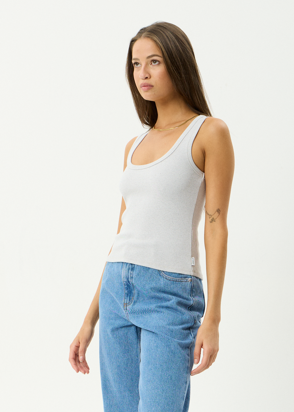 Womens Rib Singlet Layden - Shadow Grey Marle - AFENDS